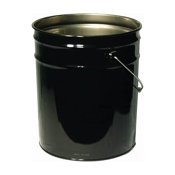 Unlined Open Head Steel Pail, 5 gal, Steel, Black