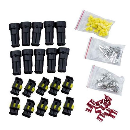 10 Kit 2 Pin Way Waterproof Electrical Wire Connector Plug Set Automobile (Best Way To Solder Two Wires)