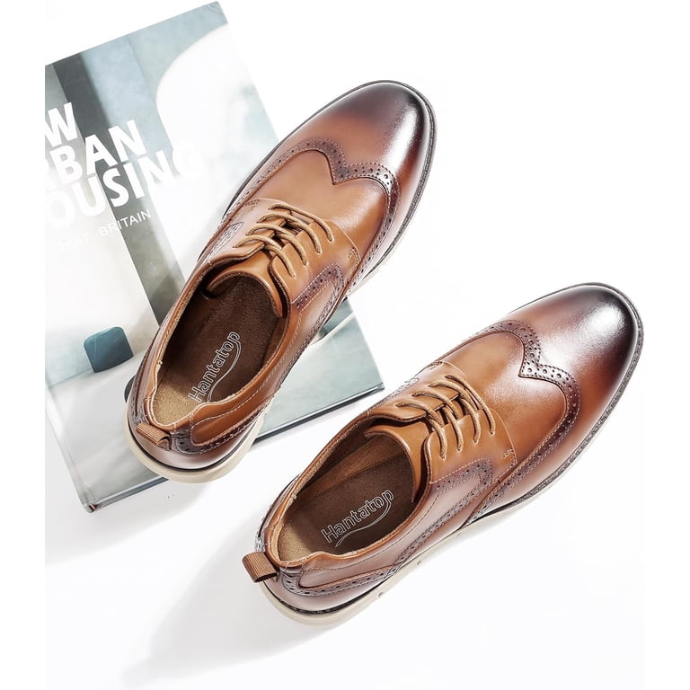 Mens Casual Dress Shoes Genuine Leather Plain Toe Mens Dress Sneakers  Lightweight Comfortable Business Casual Oxford Shoes for Men - Walmart.com