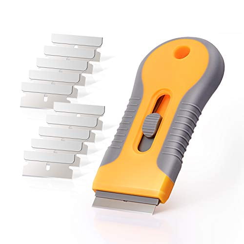 Ehdis Ceramic Scraper Car Sticker Remover Glass Cooktop Razor Scraper Label,Glue,Paint,Adhesive Remover Tool + 10pcs Stainless Steel Razor Blades