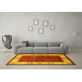 thumbnail image 3 of Ahgly Company Machine Washable Indoor Rectangle Oriental Yellow Industrial Area Rugs, 7' x 9', 3 of 4