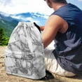 thumbnail image 4 of Xoenoiee Marble Print Drawstring Backpack with Zipper Pocket, Waterproof Gym Pack String Bag Foldable Sackpack for Men Women Outdoor Sport Travel Beach, 4 of 8