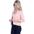 thumbnail image 3 of Cielo 1985 Women's Open Bolero Cardigan Sweater - cropped 3/4 sleeves lightweight - By The Simply Fashion peach S, 3 of 6