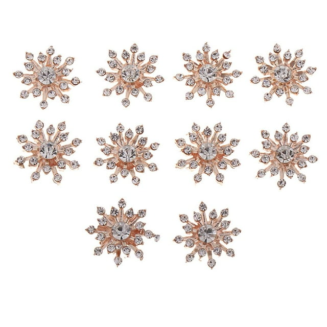 Abbracc 10 Pieces Shiny Rhinestone Flower Flatback Buttons Embellishments for DIY Sewing