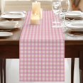 thumbnail image 3 of Pink 70 Inch Table Runner, Grid Checkered Plaid Gingham Lattice Trellis Farmhouse Dresser Scarf Cotton & Linen Tablerunner for Dining/Kitchen Island/Holiday Party Décor 13" x 70", 3 of 9