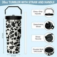 thumbnail image 2 of 30oz Insulated Cow Tumbler with Handle, Featuring a Leak-proof 2-in-1 Lid and Straw, a Vacuum-insulated Travel Coffee Mug, Portable Stainless Steel Water Bottle, Suitable for Both Women and Men, 2 of 6