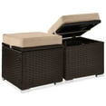 thumbnail image 3 of Best Choice Products Set of 2 Wicker Ottomans, Multipurpose Furniture w/ Removable Cushions - Brown/Beige, 3 of 9