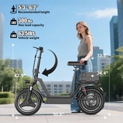 Electric Scooter with Seat, Peak 1200W, 25 MPH and 45 Miles, 14 Tire,48V 16.5AH 500Wh Battery Dual Shock Absorbing Scooter with Basket Box,E Scooter for Adults Commuter & Urban Travel
