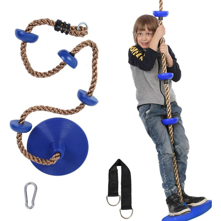 Climbing Rope Tree Swing with Platforms, Hook and Disc, Swing Seat