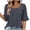 Navy, variant on T-Shirts for Women Retro Polka Dot Print Summer Elbow Length Bell Sleeve Square Neck Tunic Blouse Loose Fit Dressy Pullover Tops Light Blue S