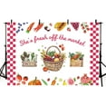 thumbnail image 2 of She is Fresh Off The Market Backdrop, Fruit Bridal Shower Banner, Market Farmers Bachelorette Party Decorations, Engagement Party Decorations, 2 of 5