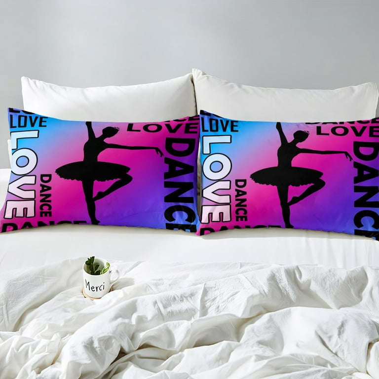 Girls Ballet Duvet Cover Dancing Ballerina Bedding Set For Kids
