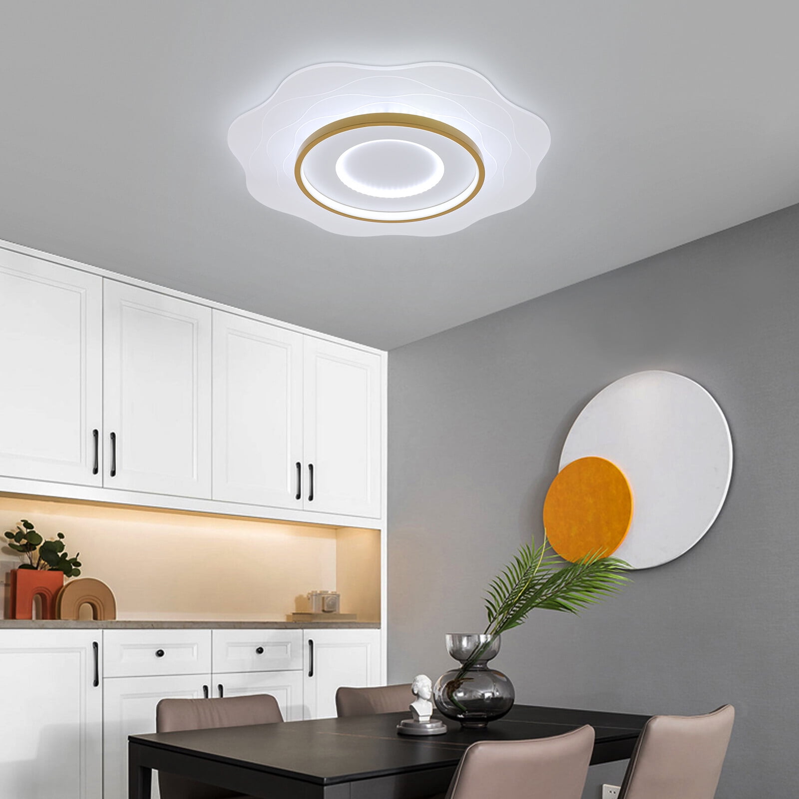 Modern Elegant Appearance White Dimmable LED Ceiling Light with Remote Control for Bedrooms, Dining Rooms