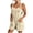 Beige, variant on Summer Linen Jumpsuits For Women's Elastic Waist Wide Leg Short Rompers Beach Vacation Travel One-Piece Athletic Outfit Sets Solid Color Crew Neck Sleeveless Outwear Playsuits With Pockets