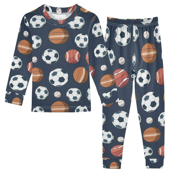 joogoo Football Baseball 2 Piece Long Sleeve Tee and Pants Cotton Pajama Set 5Y
