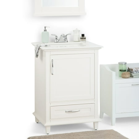 Wyndenhall Newton 20 Inch Bath Vanity In Soft White With Bombay White Engineered Quartz Marble Top