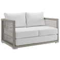 thumbnail image 2 of Modway Aura Causeuse de Patio Extérieure Moderne en Rotin et Tissu, Gris Blanc, 2 of 9