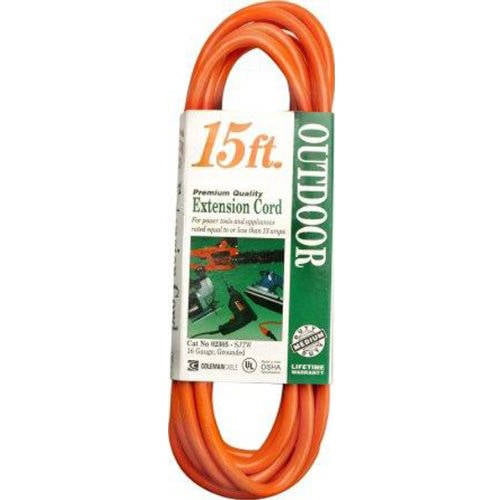 Coleman Cable 02305 16 3 Vinyl Outdoor Extension Cord, Orange, 15-Feet by Coleman Cable, Inc