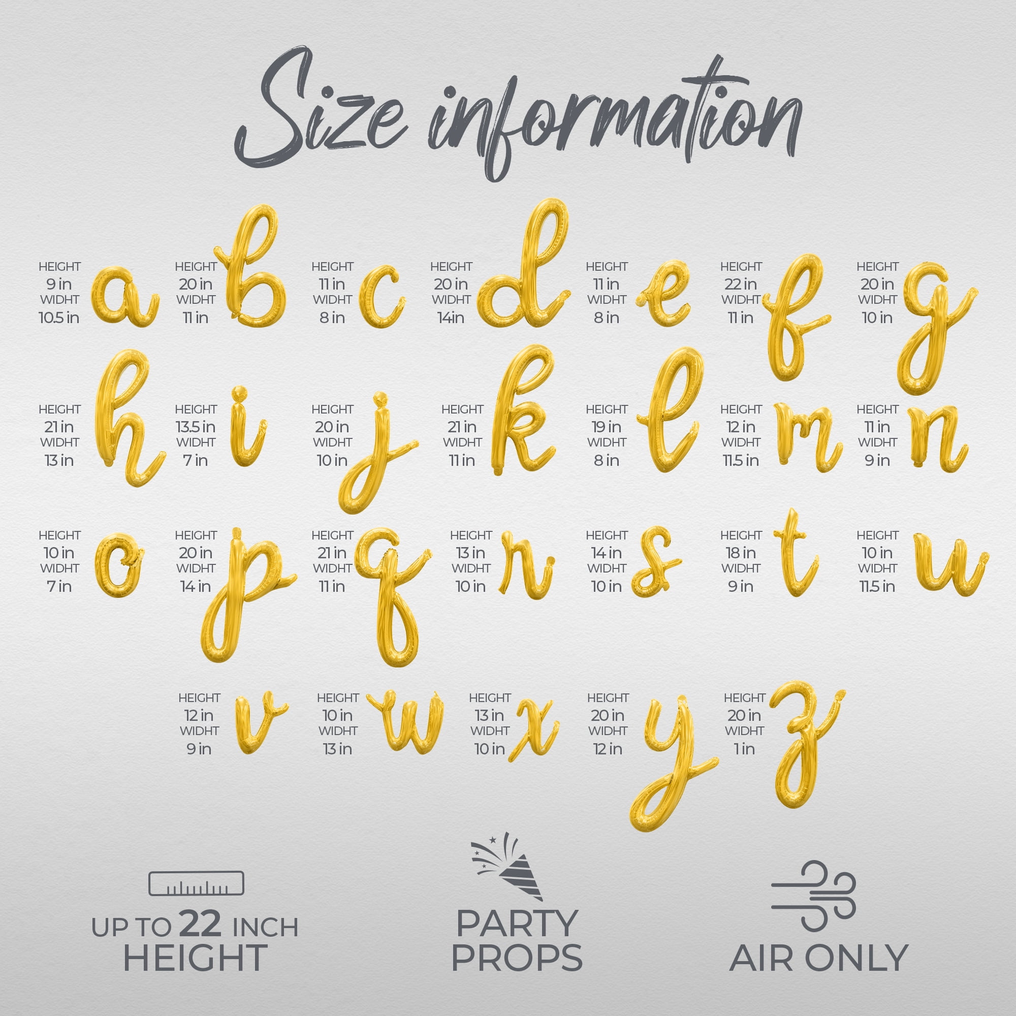 Cursive Script Letter Balloons - THIRTY FIVE IS A VIBE 16" Inch Alphabet Letters Foil Mylar Balloon 35th Birthday Party Banner (Gold)