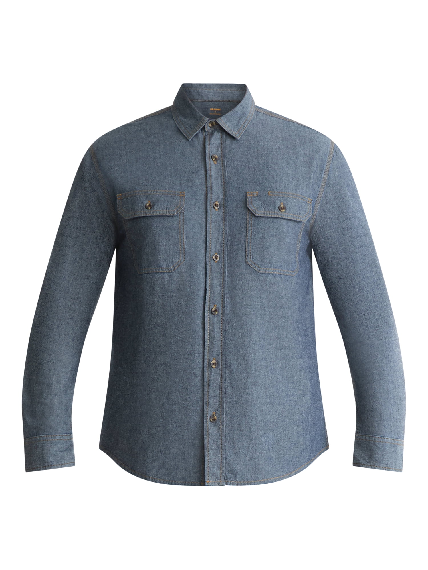 Brahma Men’s and Big Men’s Chambray Shirt with Long Sleeves, Sizes S-3XL