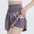 thumbnail image 7 of Women's 2 in 1 Athletic Workout Shorts with Pockets Elastic Waistband High Waisted Gym Yoga Running Shorts with Liner, 7 of 7
