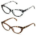 thumbnail image 2 of 2 Pairs Women Cateye Glasses Reading Readers Anti Blue Light UV Eye Protection Leopard +2.00, 2 of 4