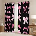 thumbnail image 2 of Manfei Cute Cartoon Bowtie Black Out Curtains,Ribbon Bow Knot Curtains Pack of 2 (42x63 Each),Black Pink Bedroom Curtains For Girls Kids,Microfiber Bedroom Decor, 2 of 6