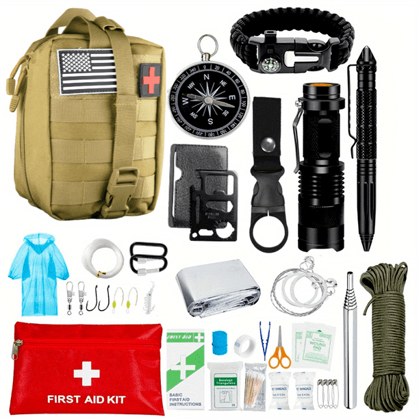Grm Survival Kit And First Aid Kit,38pcs Professional Survival Gear And Equipment Black