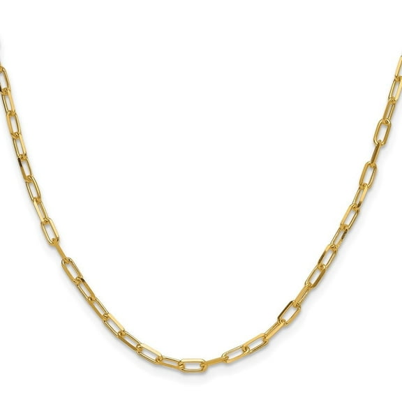 Diamond2Deal 14K Yellow Gold 3.0mm Solid Beveled Diamond-Cut Paperclip Chain Necklace for Men 16"