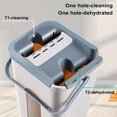 thumbnail image 4 of Floor Mop and Bucket Set Flat Mop Bucket System Flexible Mop Head 2 Reusable Microfiber Pads Home Hardwood Floor Mop Bucket with Wringer Extended Stainless Steel Handle Mop, 4 of 19