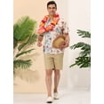 thumbnail image 3 of Lars Amadeus Camisa de verano con estampado de hojas para hombre, corte regular, manga corta, flores, hawaianas, patchwork, camisas con bolsillo beis azul claro XXL, 3 of 6