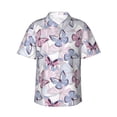 thumbnail image 2 of Goofa Butterflies in Pastel Hawaiian Shirt for Men, Unisex Summer Beach Casual Short Sleeve Button Down Shirts,Aloha Tropical Floral print shirt-Medium, 2 of 9