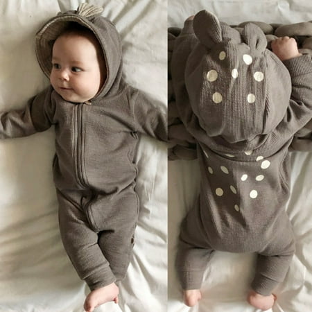 

URMAGIC 0-24 Month Newborn Infant Baby Girl Boy Fall Outfits Clothes Cute Bear Long Sleeve Hooded Romper Bodysuit