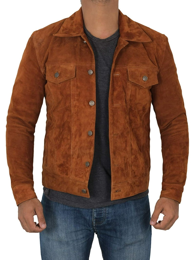 Outfit Craze Men Brown Slim Fit Real Suede Leather Jacket (XL