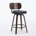 thumbnail image 3 of Dtwnek Set of 2 Counter Height Bar Stools with Wood Frame, 26 inch Upholstered Faux Leather Barstools for Kitchen Island, Bar, Brown+Black, 3 of 10