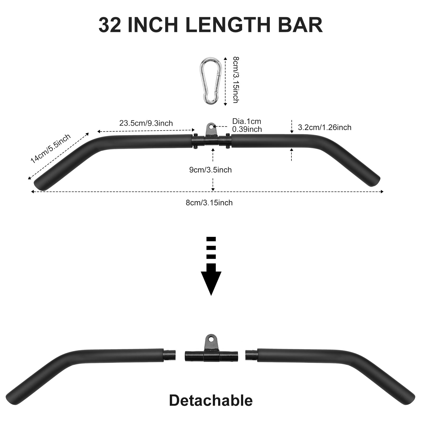 LAT Pull Down Bar, LAT Pulldown Attachments, 32 in LAT Bar Attachments