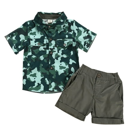 

Toddler Boys Outfits Camouflage Printed 2 PCS Short Sleeve T Shirt Shorts Baby Spring Summer Cute Trendy Streetwear Home Wear Kids Clothes Suits