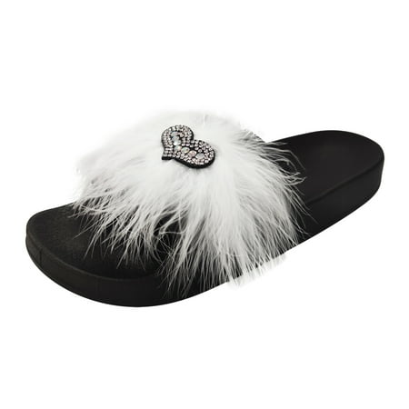 

〖Yilirongyumm〗 White 38 Slippers For Women Love Rhinestone Slippers Sole Colored Shiny Rhinestones Women Sandals And Slippers