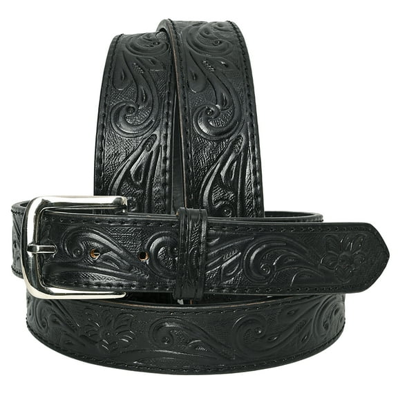 HILASON Western Genuine Leather Belt for Men Women Cowboy Cowgirl Handmade Unisex Full Grain Heavy Duty Floral Tooled Belt