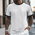 thumbnail image 2 of Men's Casual Loose Fit Striped Color Block T Shirt Comfortable Round Neck Short Sleeve Top Trendy Business Style Soft Breathable Tee Mens T-Shirts Solid Color Sleeve Casual Crew Neck Basic Tees, 2 of 8