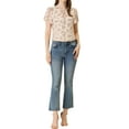 thumbnail image 3 of INSPIRE CHIC Women's Floral Tie V Neck Flutter Sleeves Summer Blouse, 3 of 7