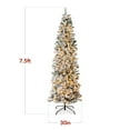 thumbnail image 3 of Best Choice Products 7.5ft Pre-Lit Artificial Snow Flocked Pencil Christmas Tree Holiday Decoration w/ 350 Lights, 3 of 9