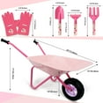 thumbnail image 4 of Hortem Kids Wheelbarrow Set Metal, 5PCS Child Wheel Barrel and Kids Garden Tools, Gifts for Girls (Pink), 4 of 6
