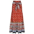 thumbnail image 4 of Edvintorg Maxi Skirts for Women Boho Skirt Fashion Women Vintage Printing Casual Loose Ruched Ruffles Elastic Waist Long Skirts Red XXL, 4 of 6