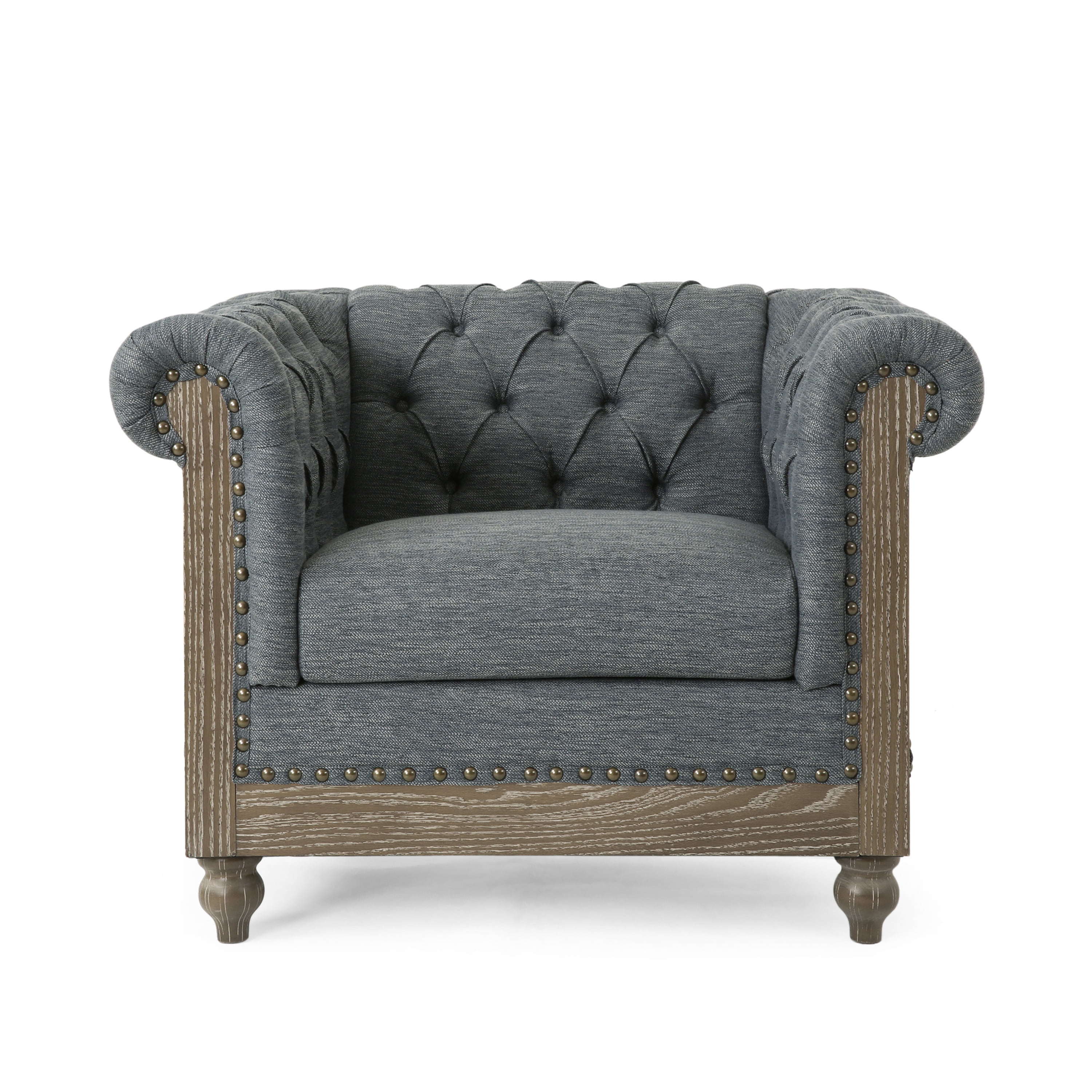 Noble House Petes Charcoal Fabric Club Chair, Gray