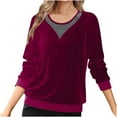 thumbnail image 3 of QATAINLAV Womens Plus Size Velvet Tees Tops Solid Casual Crewneck Pullover Blouses Dressy Long Sleeve Elegant Velour T-shirt, Hot Pink, XXL, 3 of 7