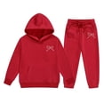 thumbnail image 4 of GiLiling Teen Girls 2 Piece Outfit Set - Bow Print Hooded Sweatshirt and Jogger Pants, Cute Casual Activewear, 4 of 4