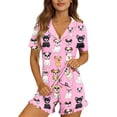 thumbnail image 5 of Xdegoge Cute Printed Pajama Set for Women Short Sleeve Button Up Sleepwear Ruffle Shorts Comfy Nightwear Lounge Outfit, 5 of 7