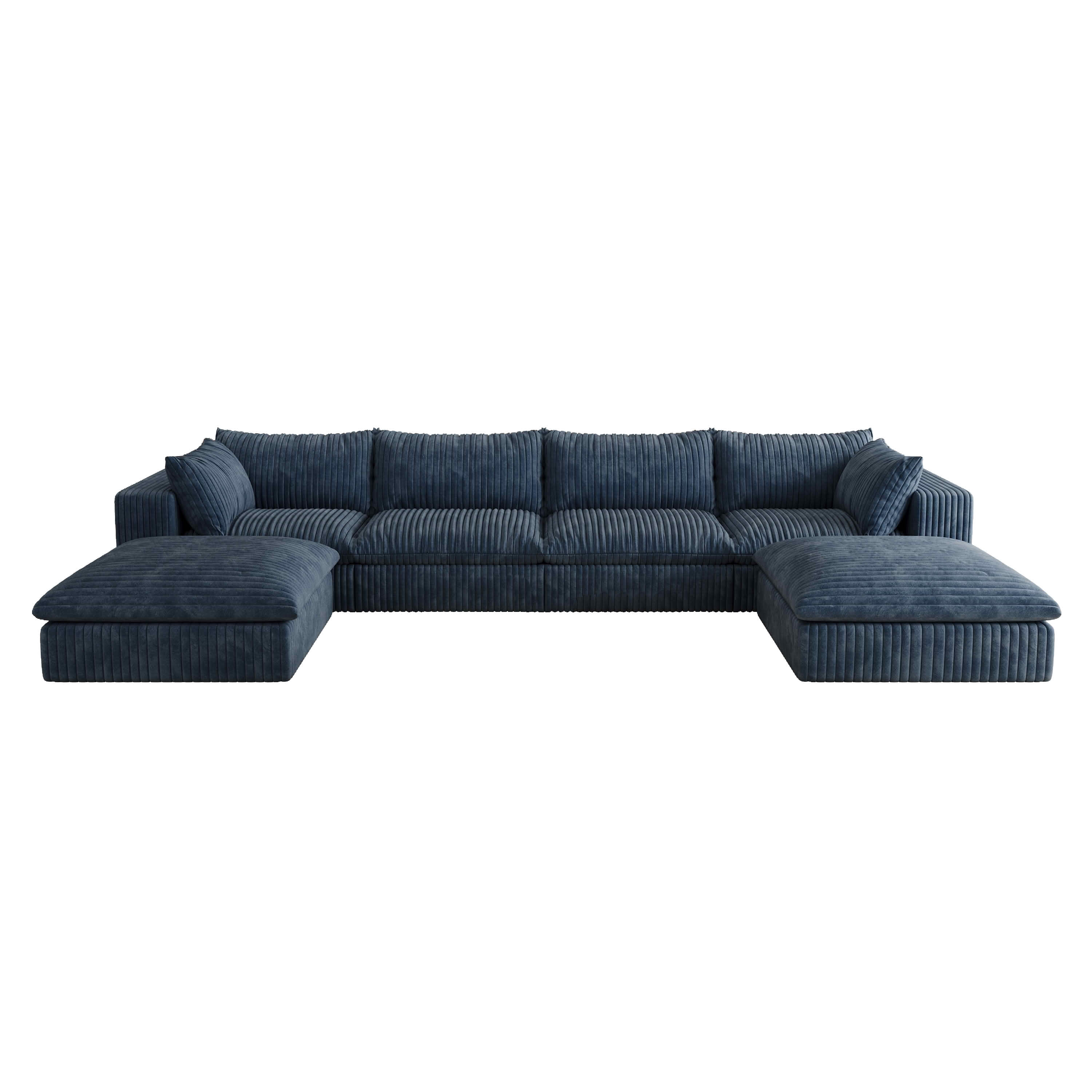 MAYEERTY 157.6 Inch Modular Cloud Sofa, Corduroy Fabric Deep‑Seat Couch, Double‑Layer Removable Cushion, No‑Assembly DIY Combination Sofa for Living Room Bedroom Conference Room Apartment
