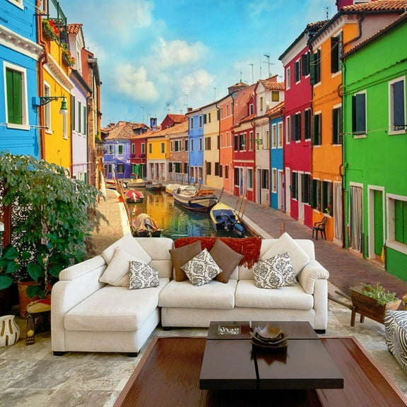 Tiptophomedecor Cityscape Wallpaper Wall Mural - Colorful Canal In Burano